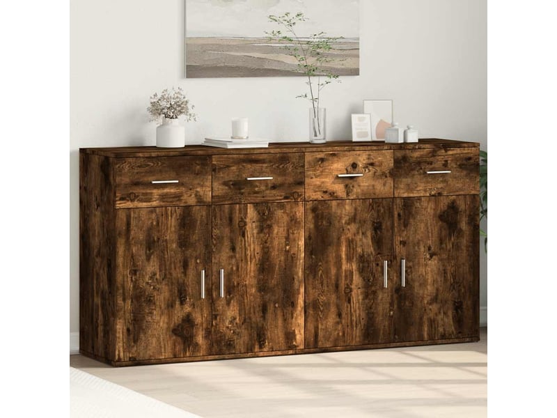  Buffets 2 pcs - bahut - meuble de rangement chêne fumé 79x38x80 cm bois d'ingénierie  - Conforama B