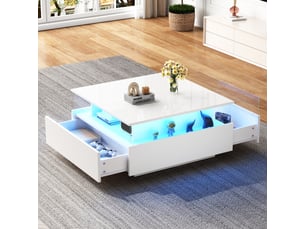Table basse carré(e) coloris blanc <strong>MERAX</strong> <strong>table basse blanc</strong> - 70 cmx70 cm