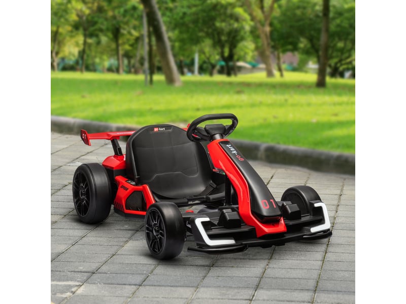 Karting électrique pour enfants de 6 à 12 ans, 24 v, 12 kmh, siège réglable, rouge - Conforama D