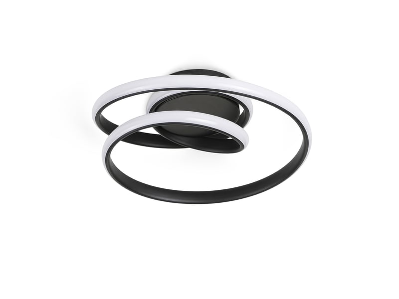  Plafonnier led anneau spiralé, d30 x h8,5 cm, lampe de plafond 37 w 2639 lm, noir sable, 3000 k blanc chaud, salon, chambre, cuisine  - Conforama A