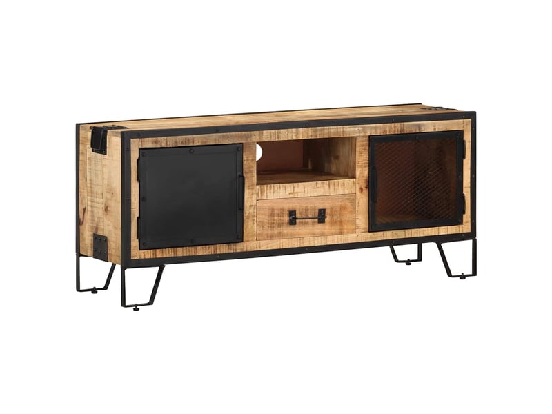  Meuble tv - banc tv - meuble de rangement 110x31x46 cm bois de manguier brut  - Conforama B