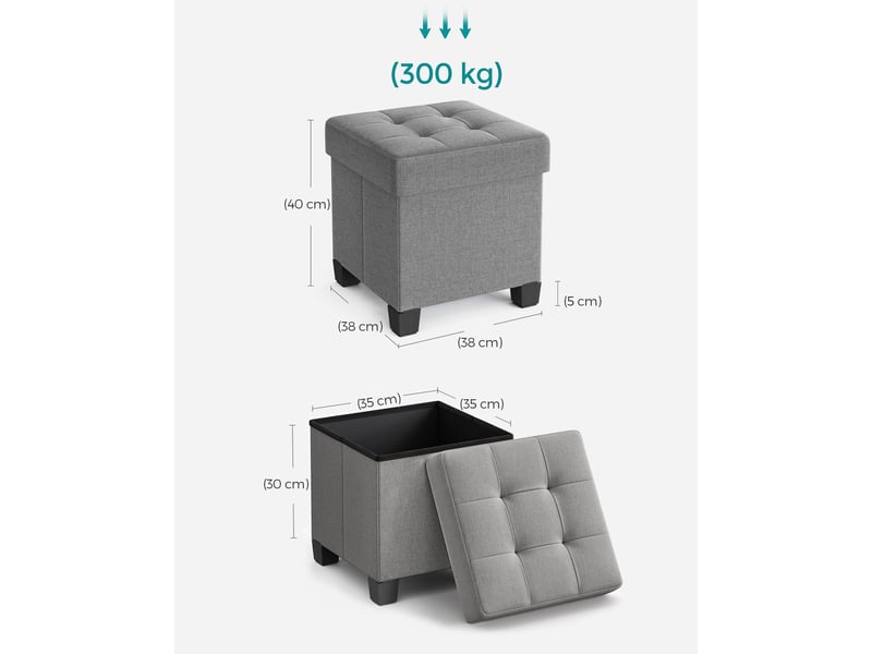  Pouf - leobert - gris clair - 38 x 38 x 40 cm  - Conforama E