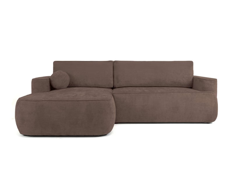 Canapé d'angle gauche cassis avec coffre de rangement en tissu chenille - marron CASSIS - Conforama A