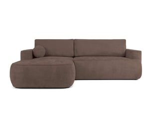 Canapé d'angle gauche fixe LOUNGITUDE CASSIS 4 places Tissu Marron