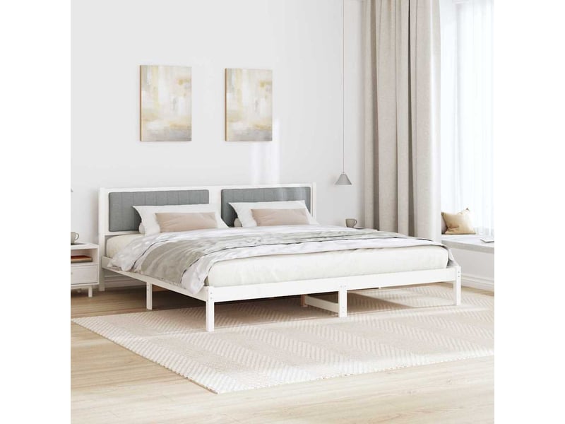  Lit double- lit adulte -  cadre de lit gris clair 200 x 200 cm pin massif  - Conforama C