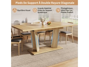 Table à manger extensible naturel et marron clair, rangement, étagères réglables, confort, solide, robuste - mdf - 160x80x76cm