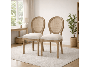 Lot de 2 chaises médaillon – style louis xvi – dossier cannage