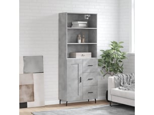 Buffet haut - bahut - meuble de rangement gris béton 69,5x34x180 cm bois d'ingénierie