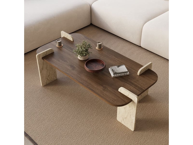  Tavolino da salotto rettangolare design moderno leapiri - noyer  - Conforama B