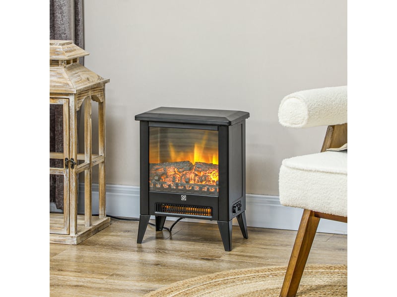 Cheminée électrique avec effet flamme 3d, 1800 w, 17–27 °c, noire - Conforama C