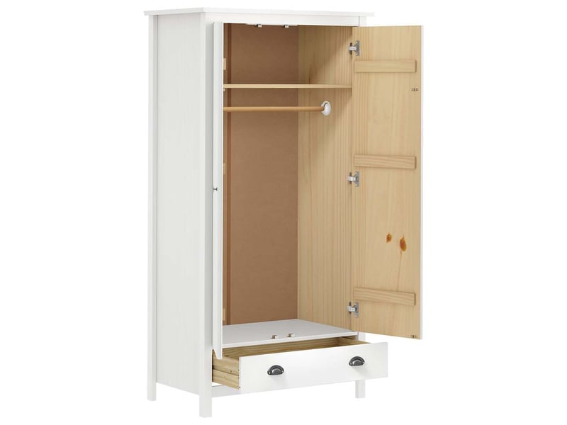  Garde-robe, armoire de rangement à 2 portes hill blanc 89x50x170cm bois de pin solide  - Conforama C