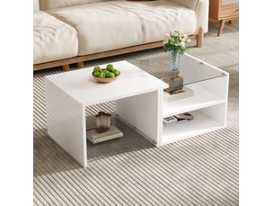 Table basse rectangulaire coloris blanc MODFU  - 50 cmx100 cm