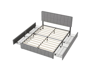 Lit avec rangement 160x200 cm BURSDANY coloris gris