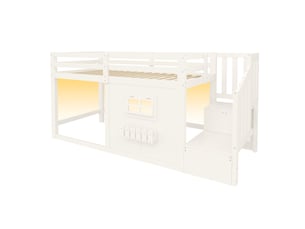 Lit surélevé 90x200 cm <strong>OKMYHOME</strong> <strong></strong> coloris blanc