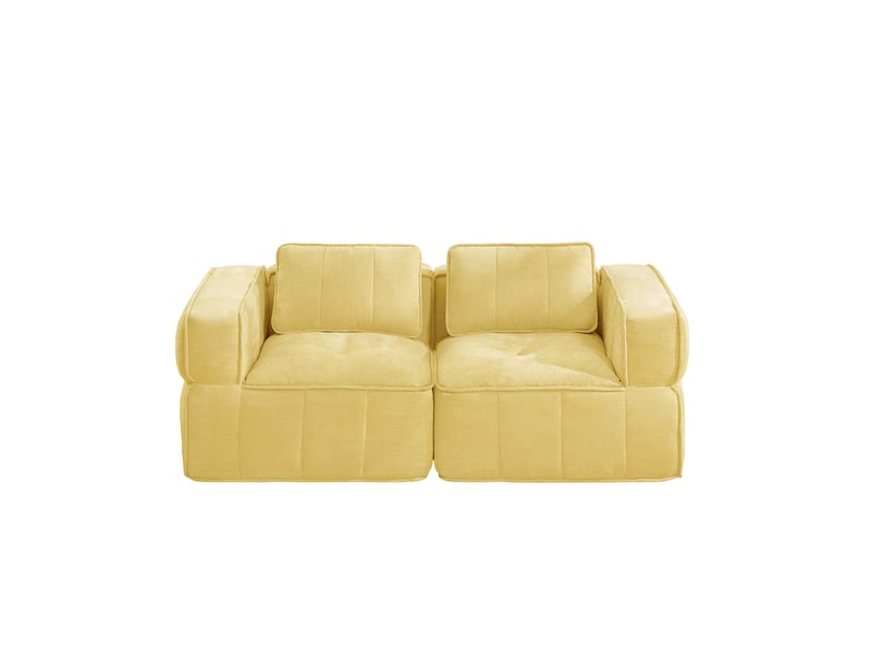  Canapé droit modulable 2 places en polyester jaune, 198 cm  - Conforama A