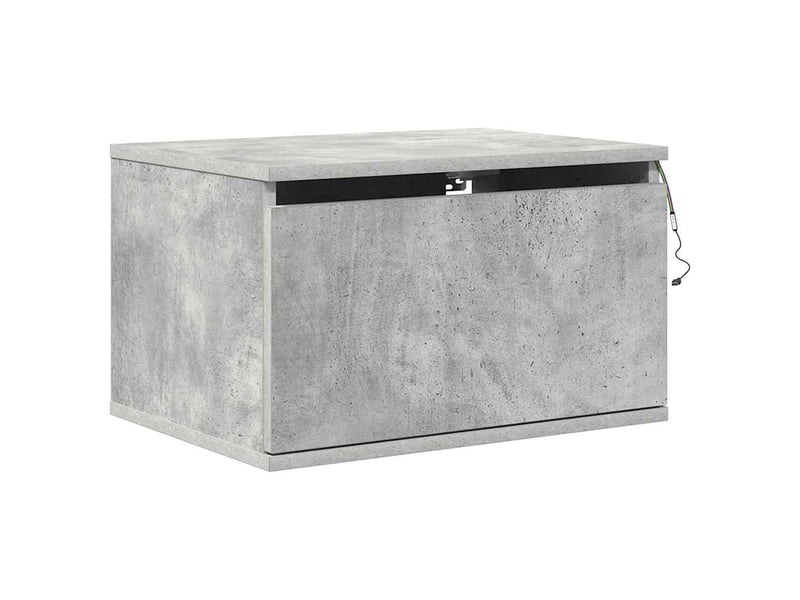 Table de chevet - cabinet de chevet - table de nuit murale avec lumières led gris béton - Conforama B