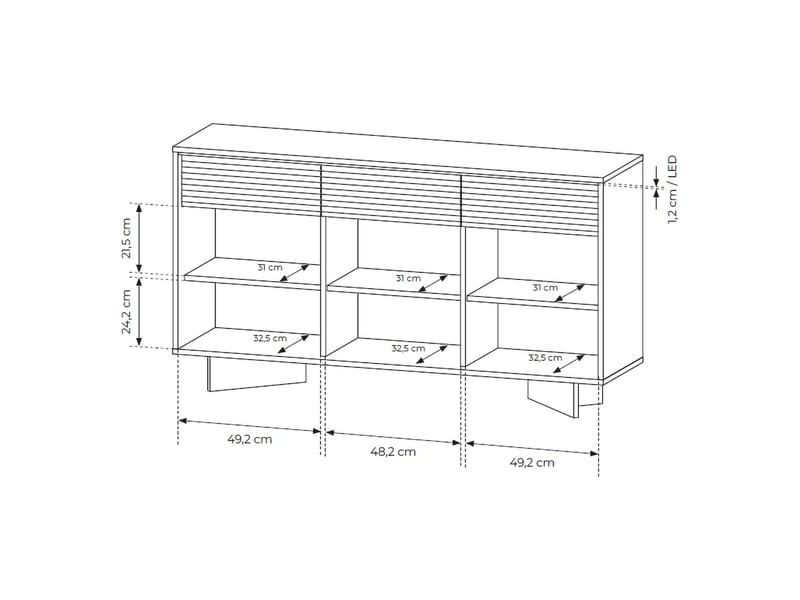  Buffet hatareta, commode 3 tiroirs, 154x40x84h cm chêne marron Hatareta - Conforama D