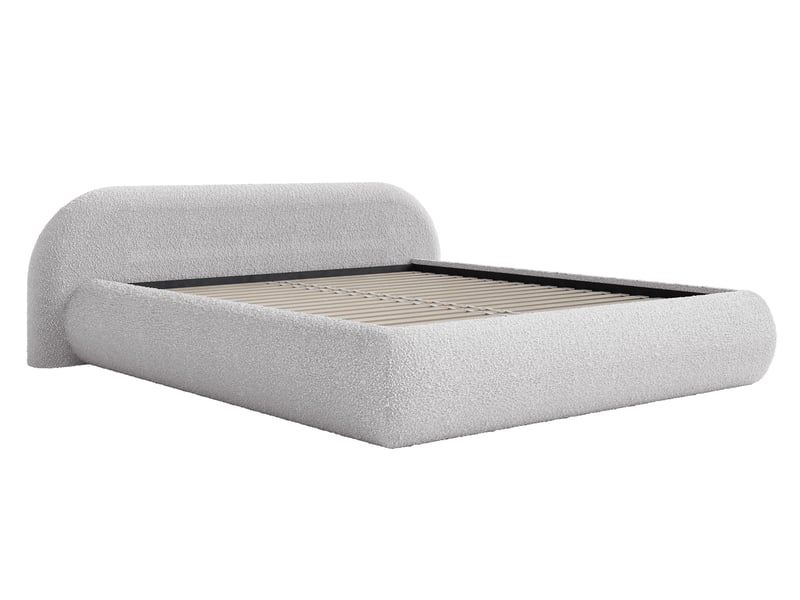  Selsey shels - lit rembourré - 200x200 cm - bouclé gris clair Shels Low - Conforama D