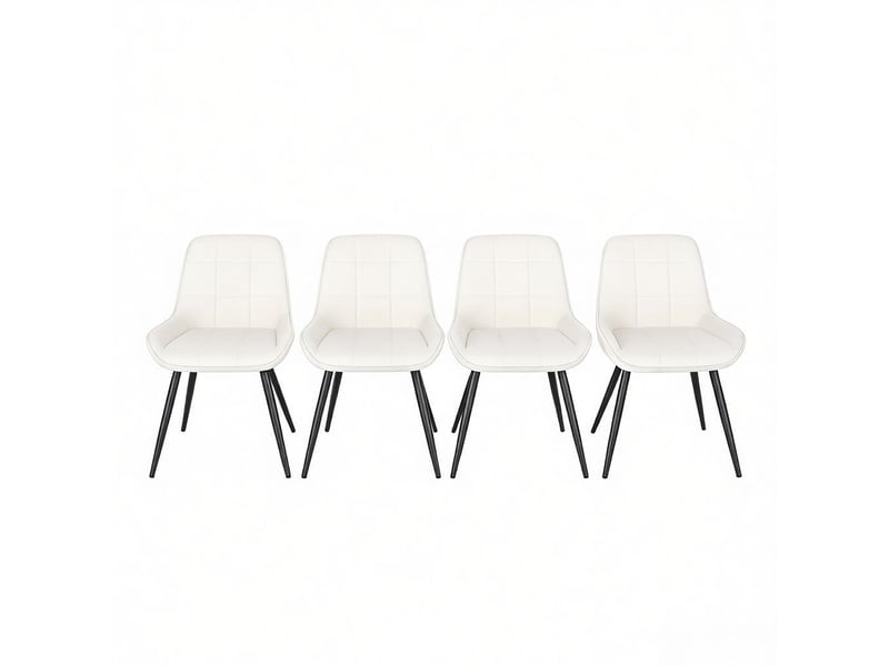 Lot de 4 chaises de salle à manger,43x52,5x81,5 cm,velours,noir et blanc - Conforama A