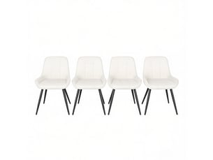 Lot de 4 chaises de salle à manger,43x52,5x81,5 cm,velours,noir et blanc