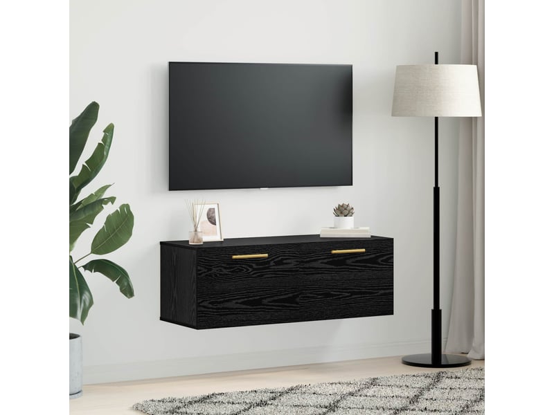 Meuble mural, rangement salon 100 x 36.5 x 35 cm bois d'ingénierie chêne noir shl1458  - Conforama D