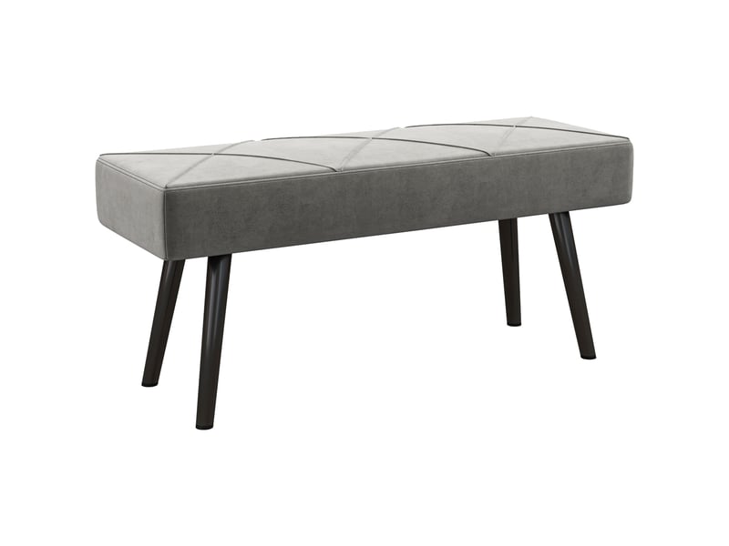  Banquette capitonnée, banquette de lit, aspect velours, 100 x 36 x 45 cm, gris  - Conforama A