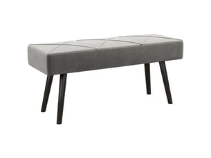 Banquette capitonnée, banquette de lit, aspect velours, 100 x 36 x 45 cm, gris