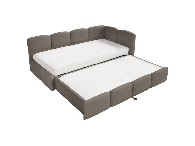  Selsey cloudy - lit rembourré - 170x185 cm - chenille brun clair - côté droit Cloudy - Conforama D