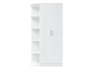 Armoire 90 x 55 x 170 cm avec 2 portes, penderie, étagères et tiroirs de rangement - blanc