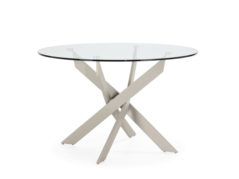 Table ronde ø120cm pieds métal crème et plateau en verre - ritha RITHA - Conforama A