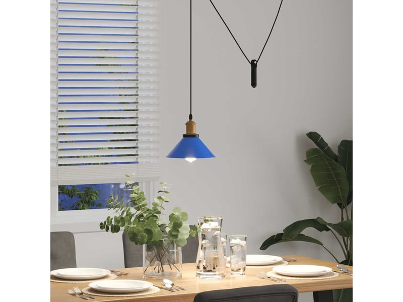  Lampe suspendue, suspension luminaire réglable hauteur e27 bleu foncé ø 22 cm métal  - Conforama D