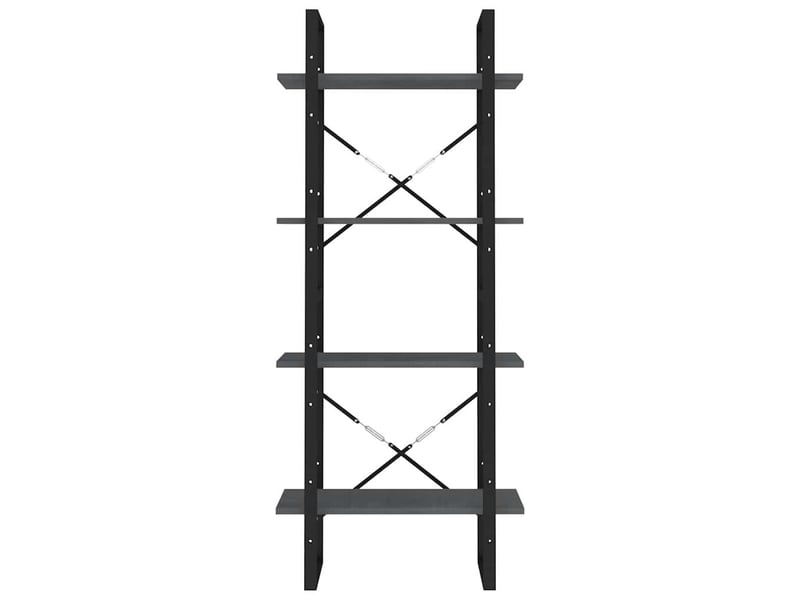  Bibliothèque à 4 niveaux, armoire à livres gris 60x30x140 cm bois de pin massif  - Conforama E