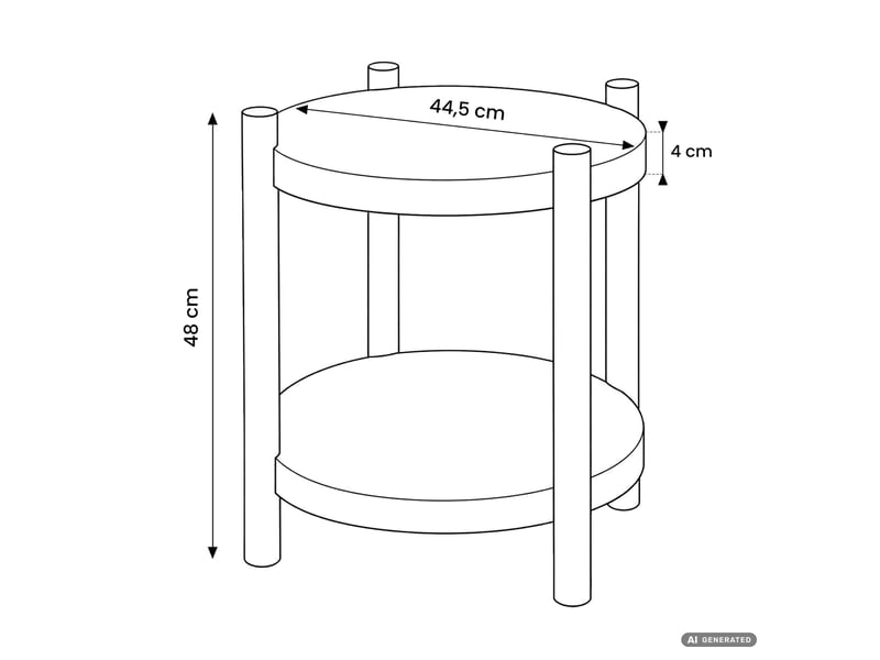 Table basse terra noire 44,5 cm ronde avec étagère 44,5x44,5x48 cm TERRA - Conforama C