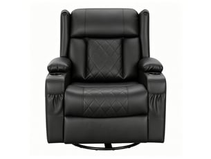 Fauteuil relax manuel Assise Cuir / Caisse PU noir