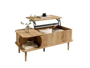 Table basse rectangulaire coloris naturel <strong>MAISENTIEL</strong> <strong></strong> - 48 cmx100 cm
