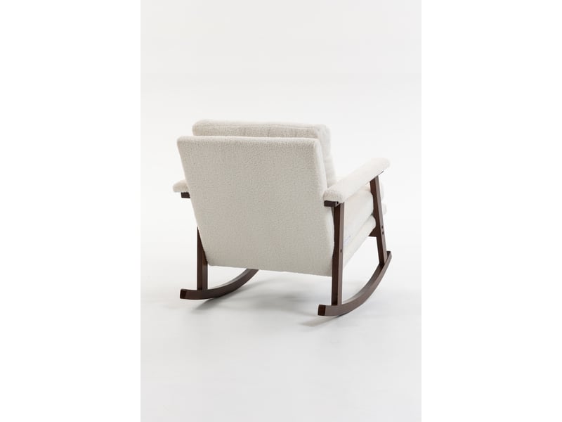 Fauteuil à bascule mid-century, rocking chair rembourré avec structure en bois pour salon et chambre - Conforama R