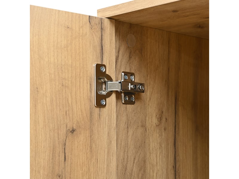  Armoire haute 4 portes avec miroir et niche, noir et naturel, 65 x 35 x 190 cm N657P32656061N - Conforama D