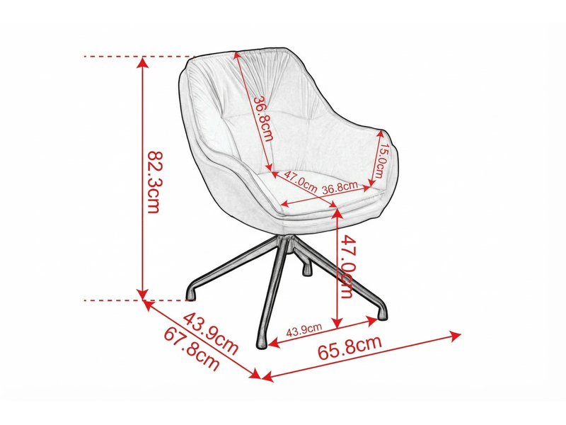 Fauteuil de bureau pivotant avec assise ergonomique et retour automatique, en similicuir gris, 69 × 65 × 46 cm - Conforama D