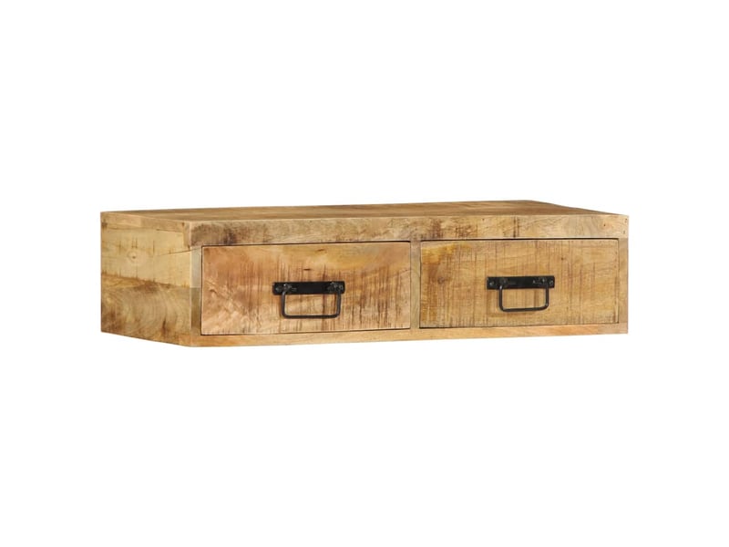  Meuble tv - banc tv - meuble de rangement mural 80x30x19 cm bois massif de manguier brut  - Conforama C