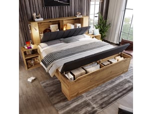 Lit coffre 160x200 cm coloris marron