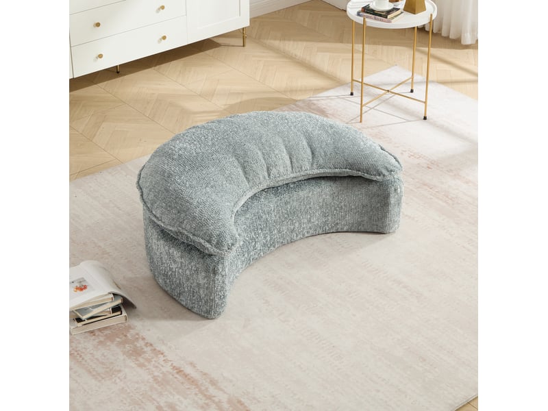  Fauteuil lounge mousse, avec pouf, coussin inclus 190,5x138x63 cm, polyester gris bleuté  - Conforama E