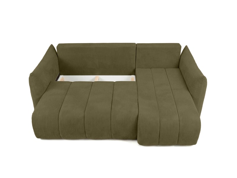  Canapé d'angle lysia mini réversible et convertible en velours côtelé - vert kaki LYSIA - Conforama C