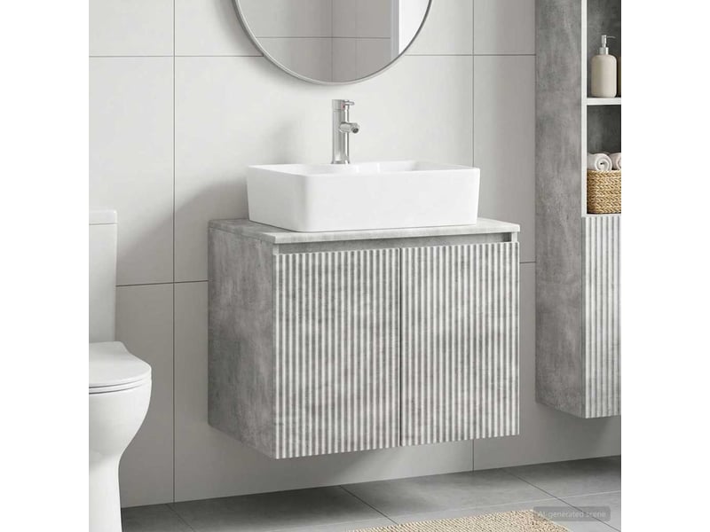 Ensemble de mobilier de salle de bain gris béton cf64682 - Conforama B