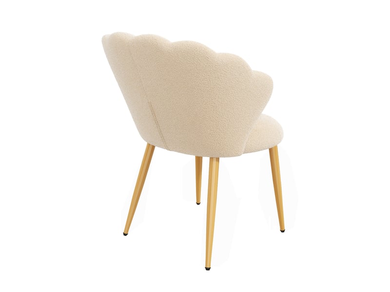  Lot de 2 chaises de salle à manger 60x62,5x83 cm en tissu bouclé beige  - Conforama D