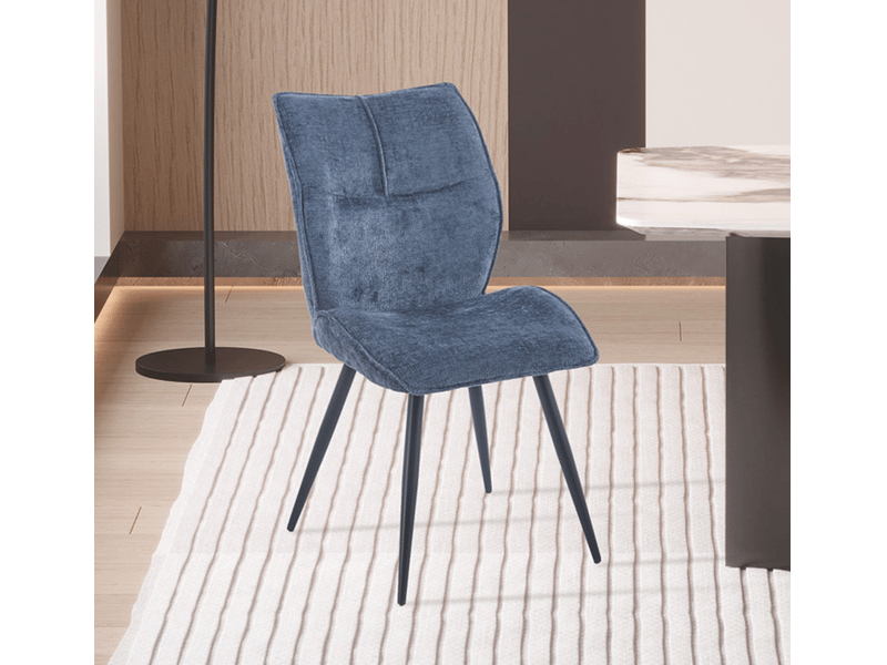Faye - lot de 2 chaises en tissu bleu pieds en métal noir FAYE-2-BLE - Conforama D