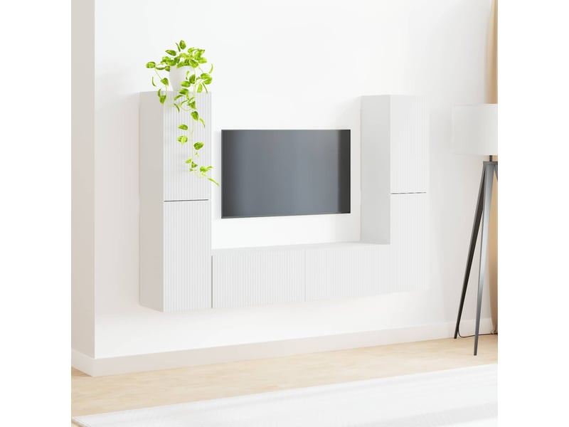  Ensemble meuble tv - banc tv - meuble de rangement 6 pcs blanc bois d'ingénierie  - Conforama D