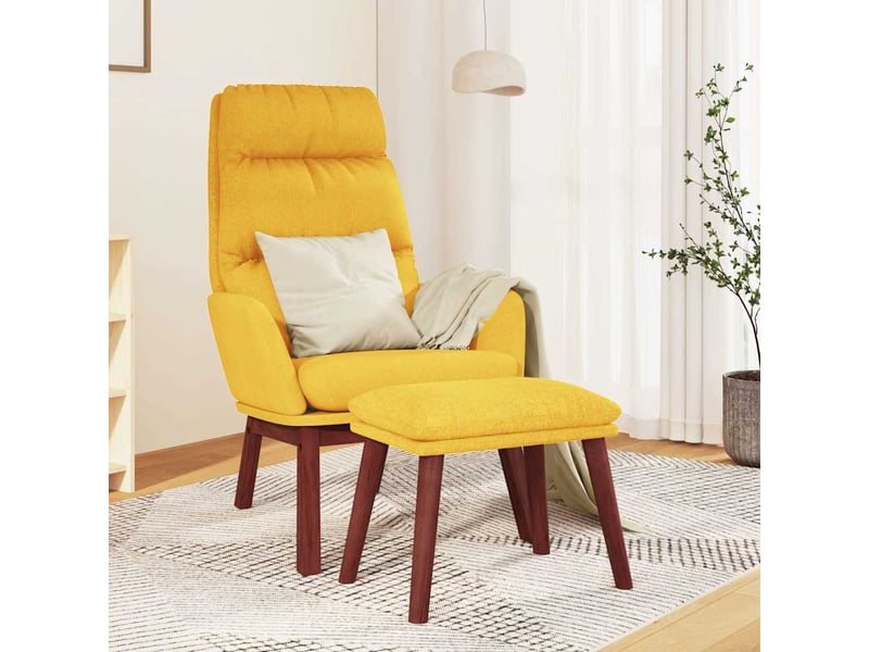  Vidaxl chaise de détente et repose-pied jaune moutarde tissu  - Conforama B