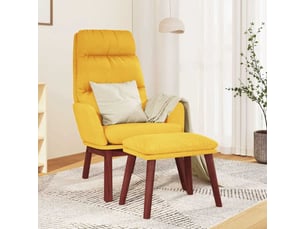 Vidaxl chaise de détente et repose-pied jaune moutarde tissu