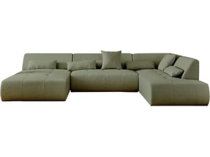 Canapé d'angle droit fixe BESTMOBILIER ONYX 7 places Tissu Vert sauge
