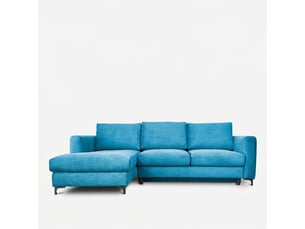 Canapé d'angle droit convertible - 4 places - velours côtelé - fiesole - bleu clair